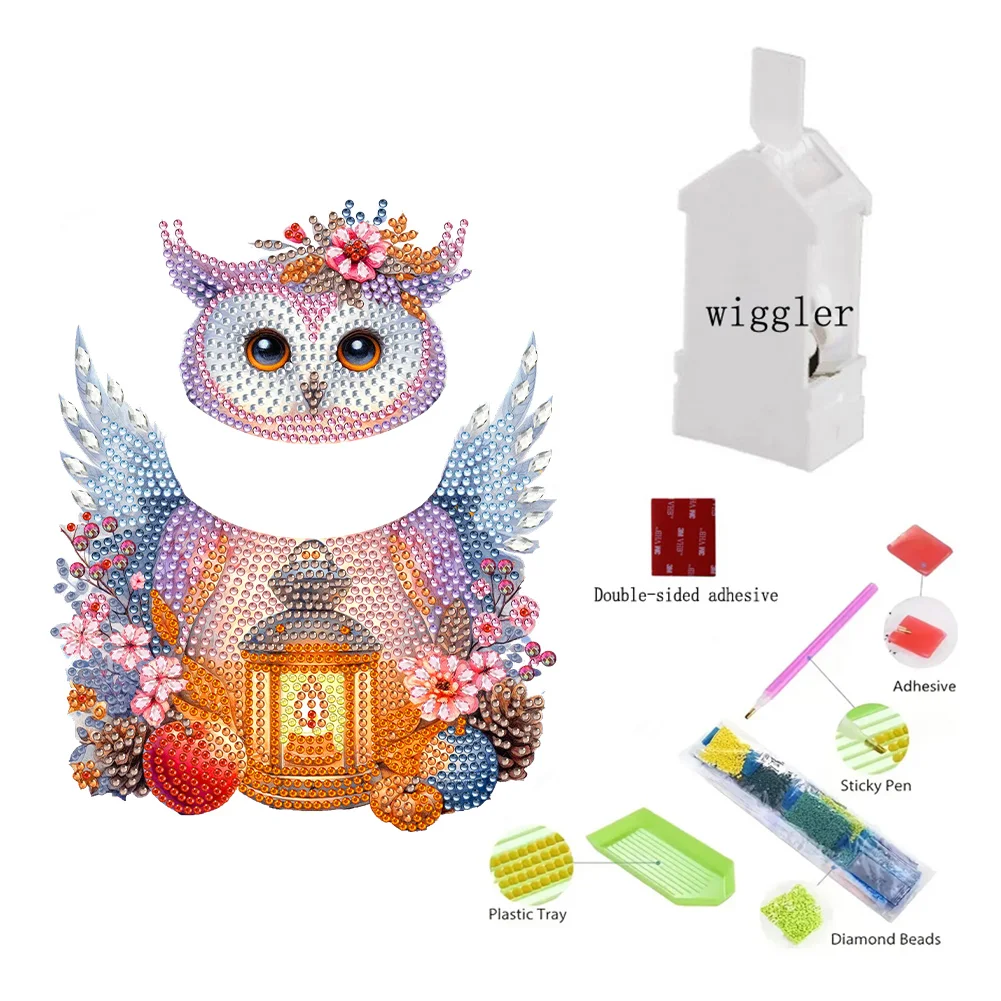 DIY Lamp Owl Acrylic Shaking Head Cute Christmas Desktop Diamond Art Kits