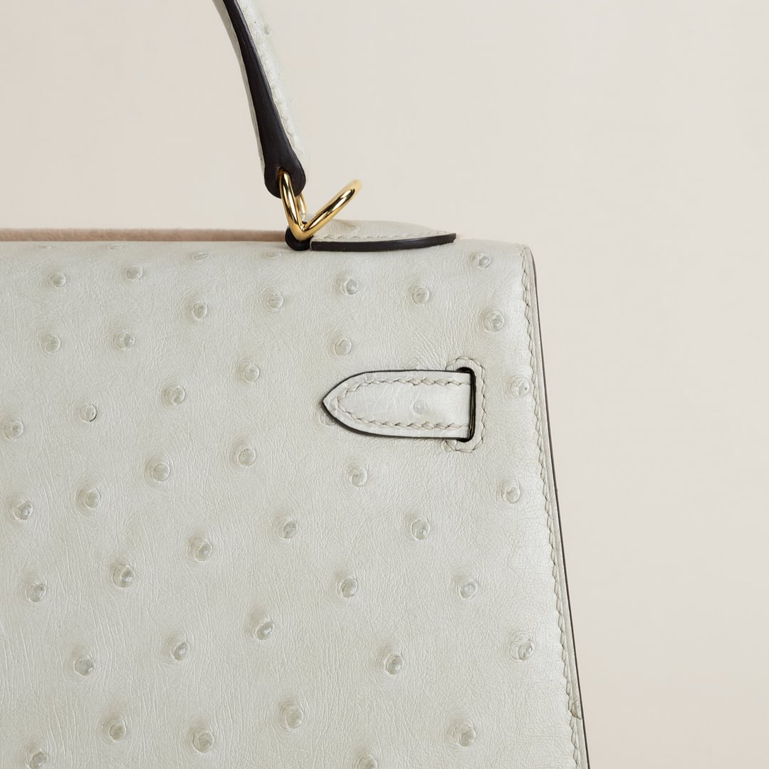 Kelly25 Ostrich 3C Parchemin GHW