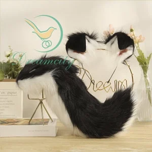 pornhint Pornhint Black Sheepdog Ears and Dog Tails - Plugs can be added as sex goods - cosplay's ears and tail - Rita's headwear - Live props - Handmade