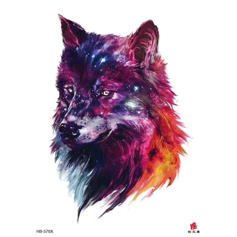 Lion Tiger Cool Temporary Tattoo Sticker Fashion Wolf Waterproof Animal Body Art Arm Tatto Fake Removable Tatoo for Men Women