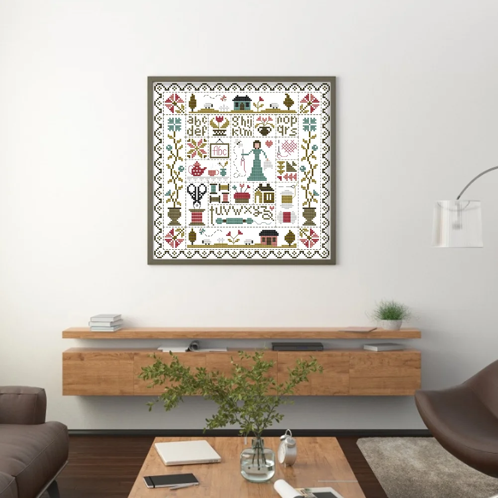 Sewing Cross Stitch Kit 28x28cm DIY 11CT Thread Art White Fabric Decor