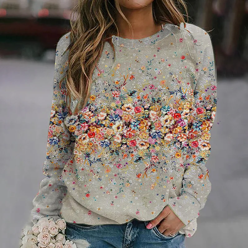 Flowers Design Casual Fashion Women's Sweatshirt