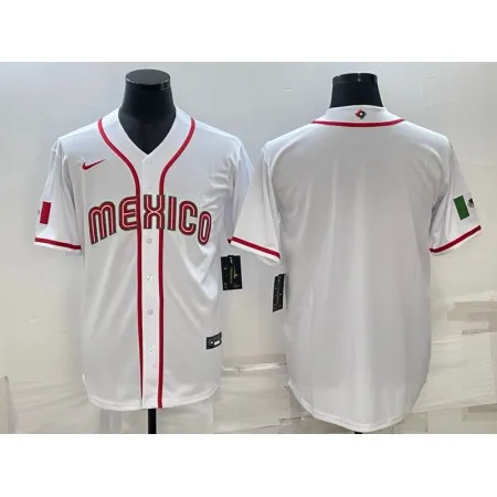 Men's Mexico Baseball Blank 2023 White World Baseball Classic Stitched Jersey 7LOQ