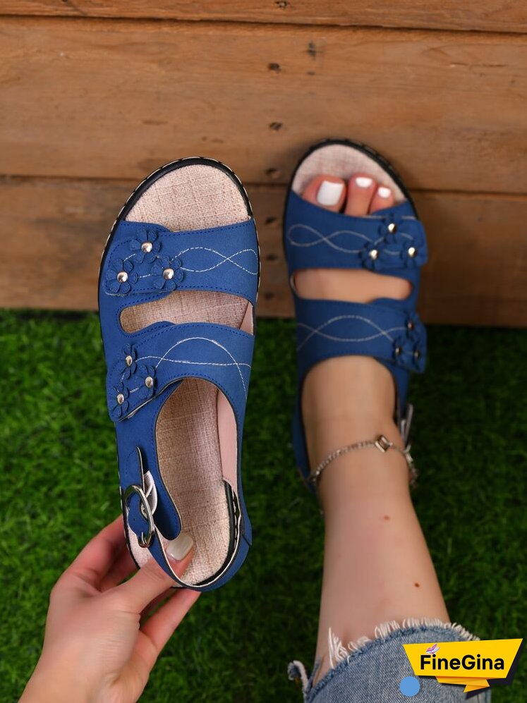 Women Appliques Decor Cut Out Slingback Wedge Sandals, Fashion Summer Sandals