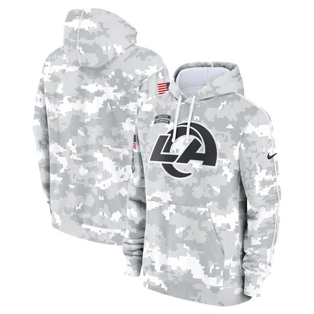 Men's Los Angeles Rams  Arctic Camo 2024 Salute to Service Club Fleece Pullover Hoodie