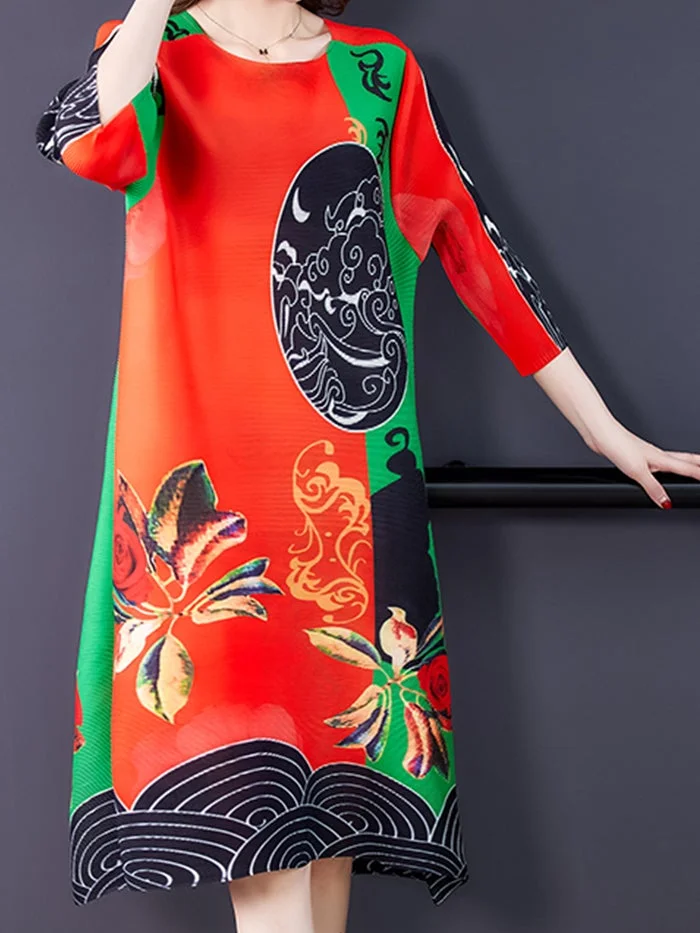 Fashion Print Pleated Dress