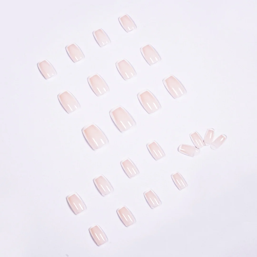 24pcs New French Style Fake Nails Full cover Fake Nails Glue DIY Manicure Nail Art Tools-Nail Inspo