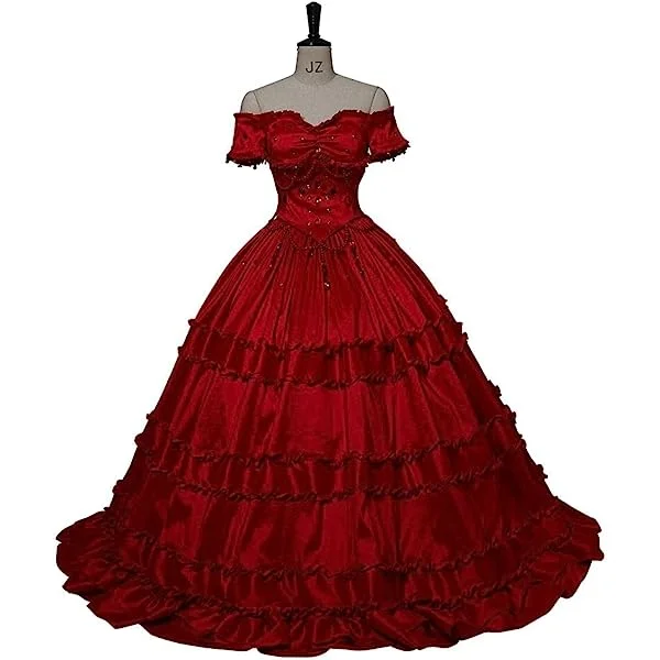 Vampire Sarah Chagal Cosplay Rococo Dress Women's Red Ball Gown 18th Century Victorian Costume
