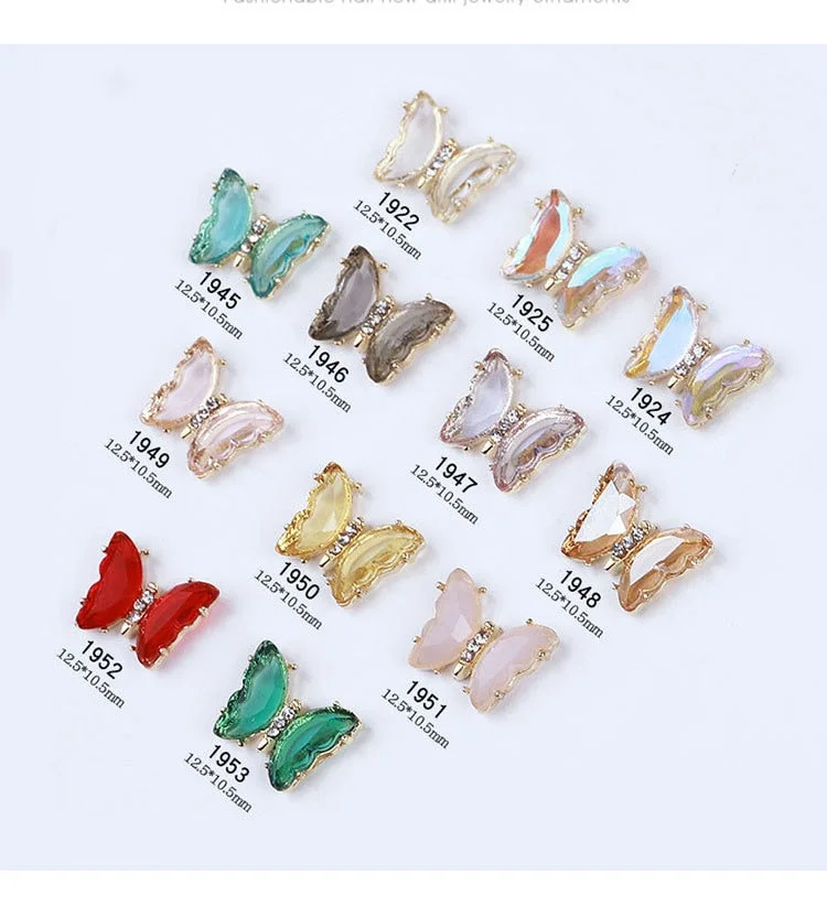 Crystal Butterfly Nail Art Decorations Transparent 3D Aurora Diamond Nail Jewelry for False Nails Nail DIY Decorations-Nail Inspo