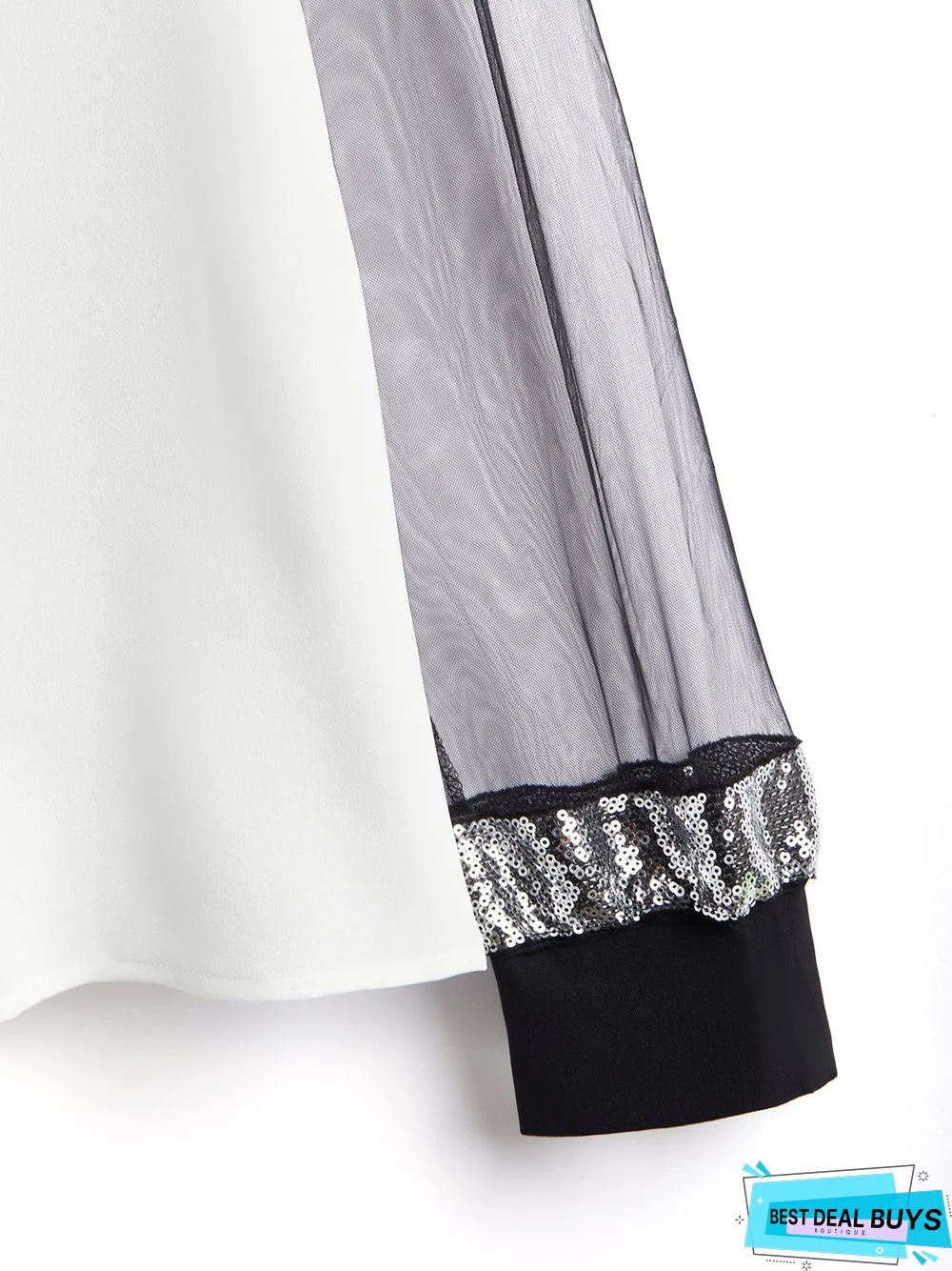 Mesh Long Sleeve Color-block Casual Tunic Top