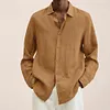 Gioiacombo&trade; Camicia da uomo in cotone e lino a tinta unita sciolta nuova