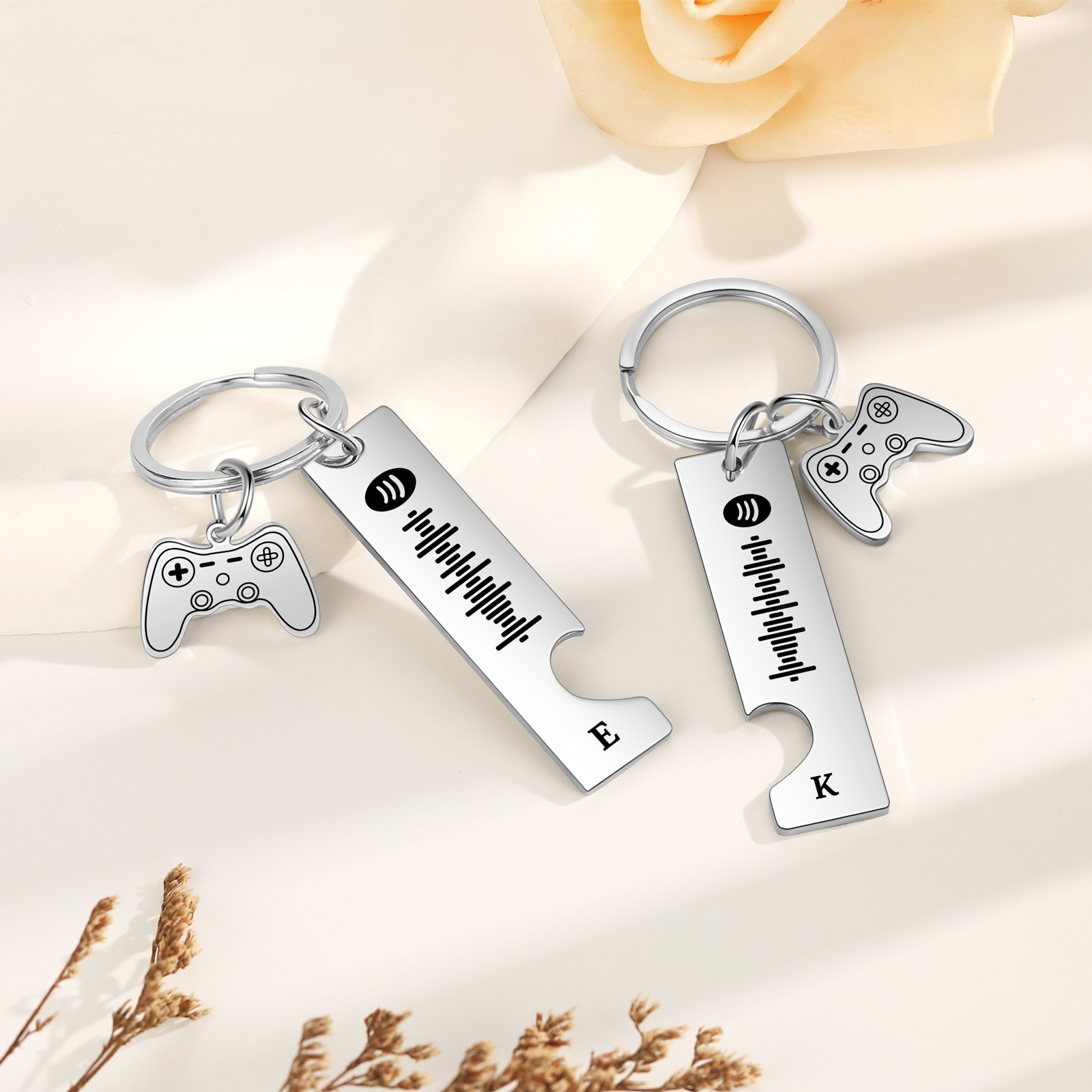 Personalised Spotify Code Keyring Custom 2 Letters Keychain Scannable Music Keychain Valentine's Day Gift for Couples-Jessemade AU