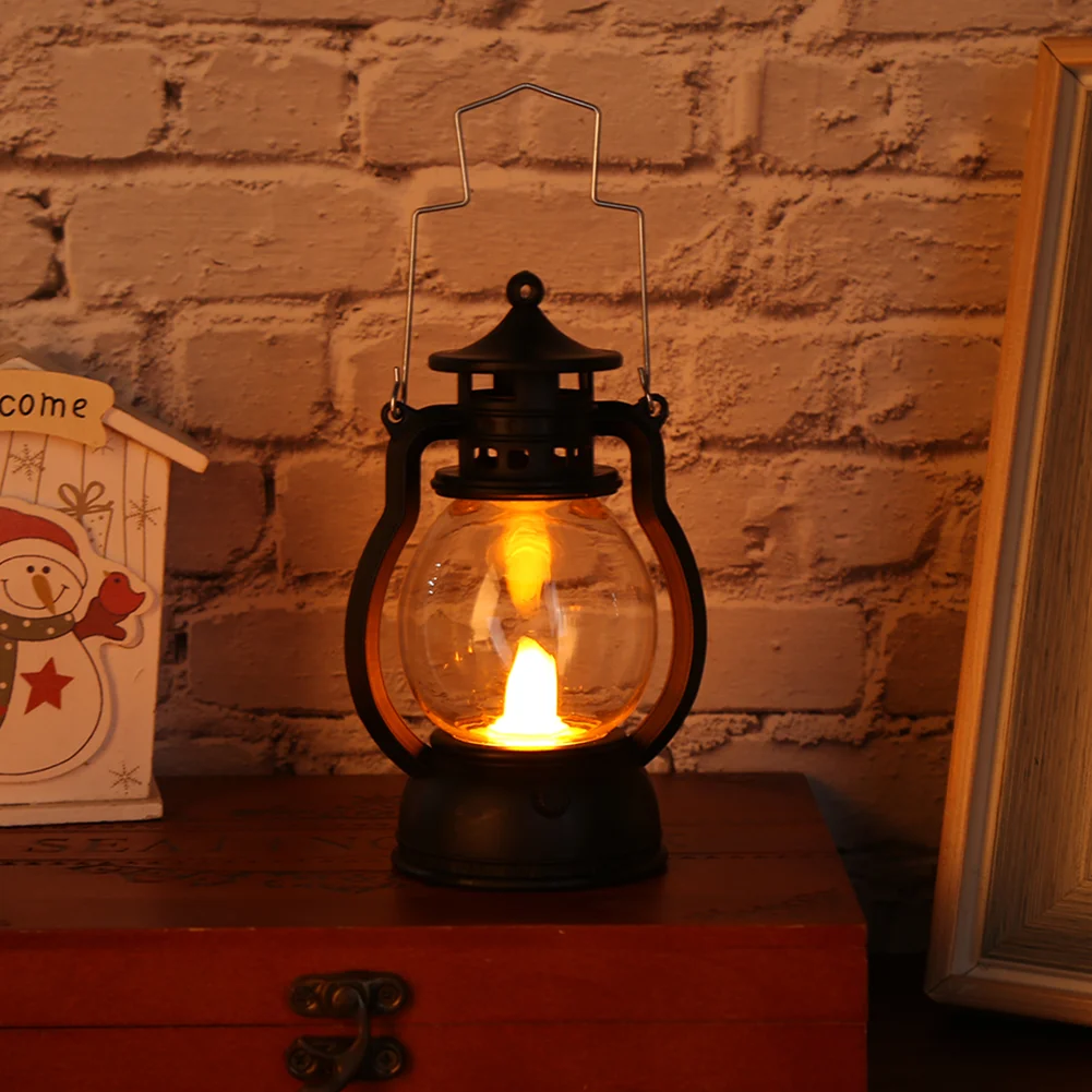 Retro Classic Kerosene Lamp Portable LED Lantern Lights Antique Decor (A)