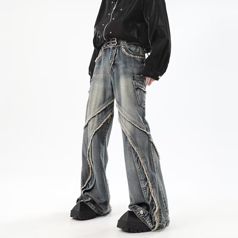 Vintage-Structured Studded Multi-Pocket Performance Jeans - SOPULA