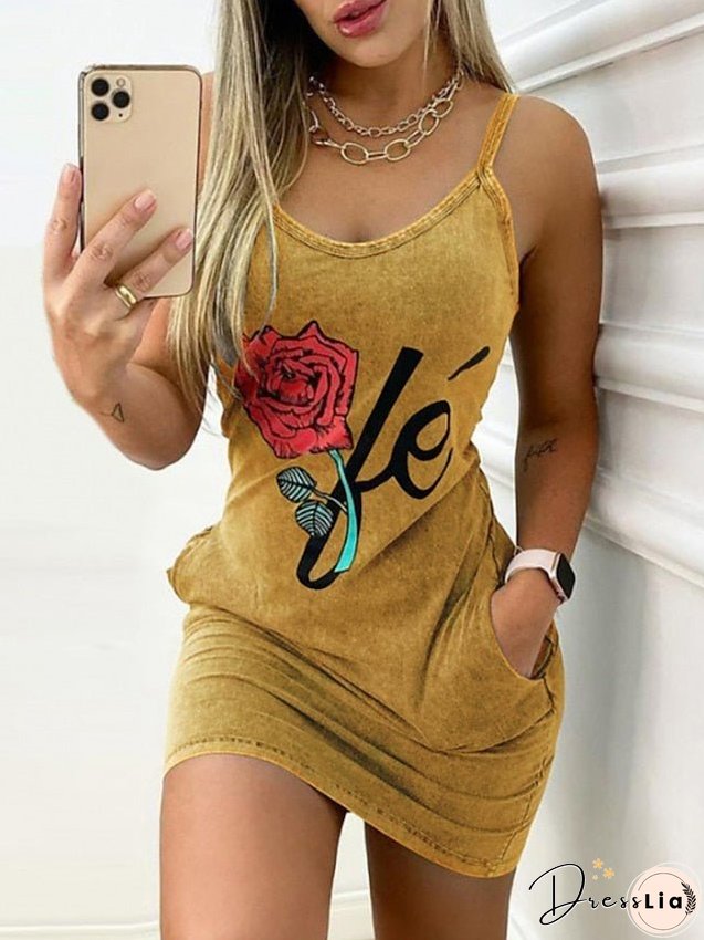 Women's Dress - Casual Dress Bodycon Sheath Dress Mini Dress Black Blue Gold Sleeveless Letter Backless Summer Spring Spaghetti Strap Fashion Vacation Slim S M L XL