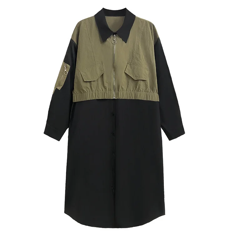 Personalized Fake Two Pieces Splicing Midi Dress - yankia