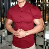 Men's Muscle Slim Stretch Long Sleeve Casual Shirt by Inlyline