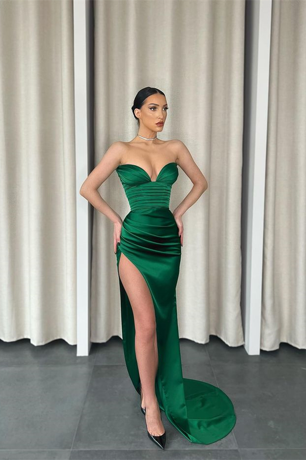 Stunning Dark Green Sweetheart Mermaid Evening Dress With Split - lulusllly