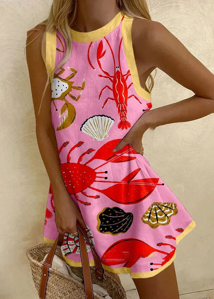 Resort Pink Print Mini Dress