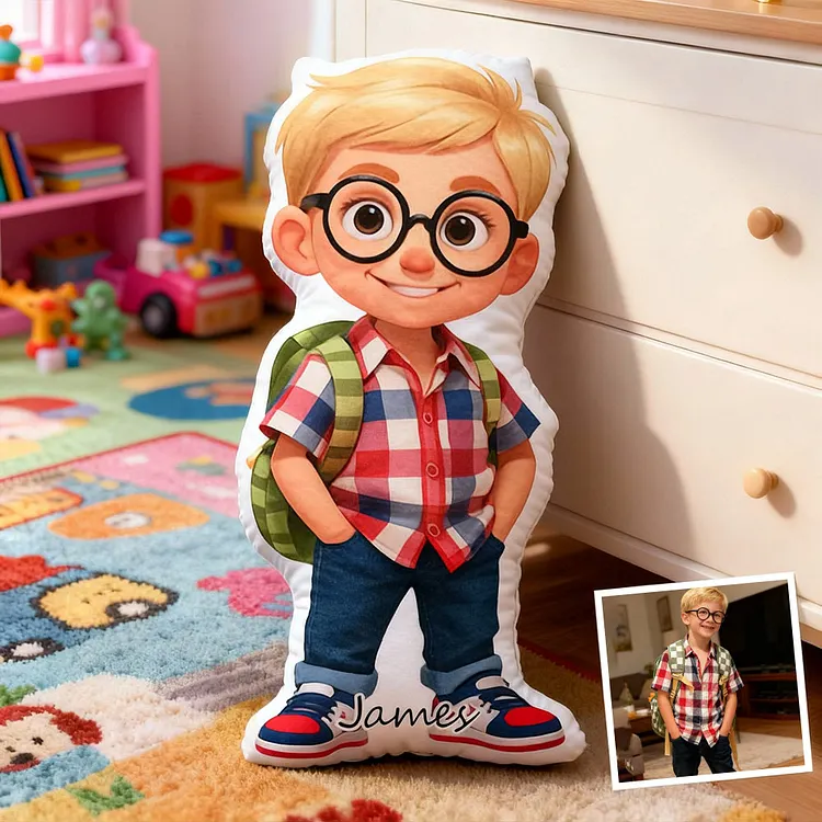 Custom Cartoon Doll Pillow &ndash; Personalized Doll That Looks Like You | Mini Me Pillow With Face & Name For Family For Kids