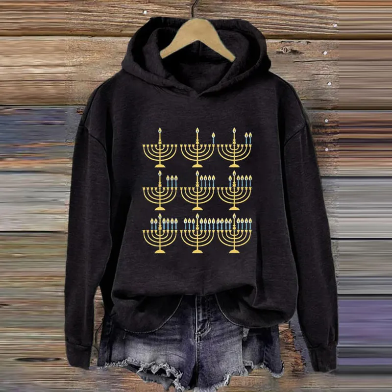 Women's Happy Hanukkah Print Hoodie