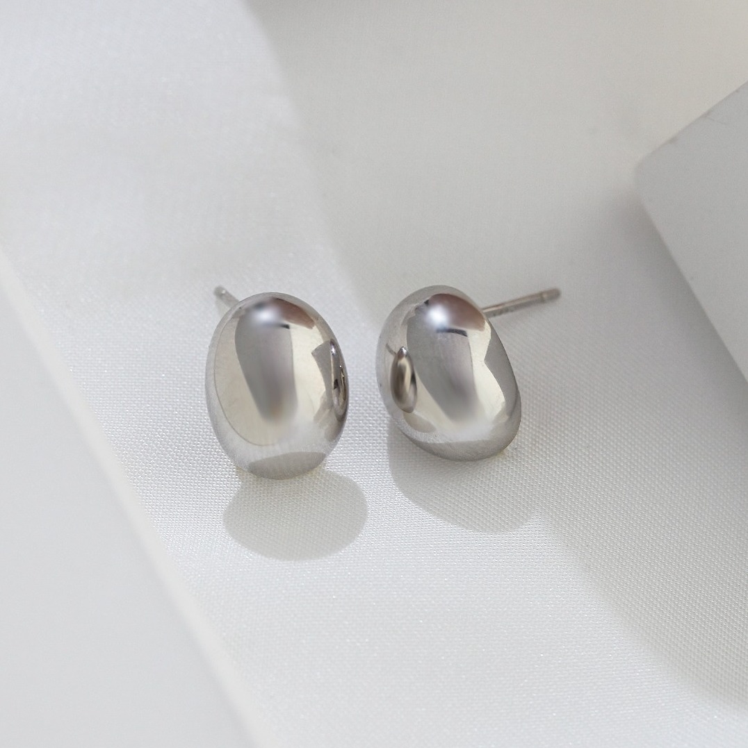 Vintage Bean Gold Plated Stud Earrings