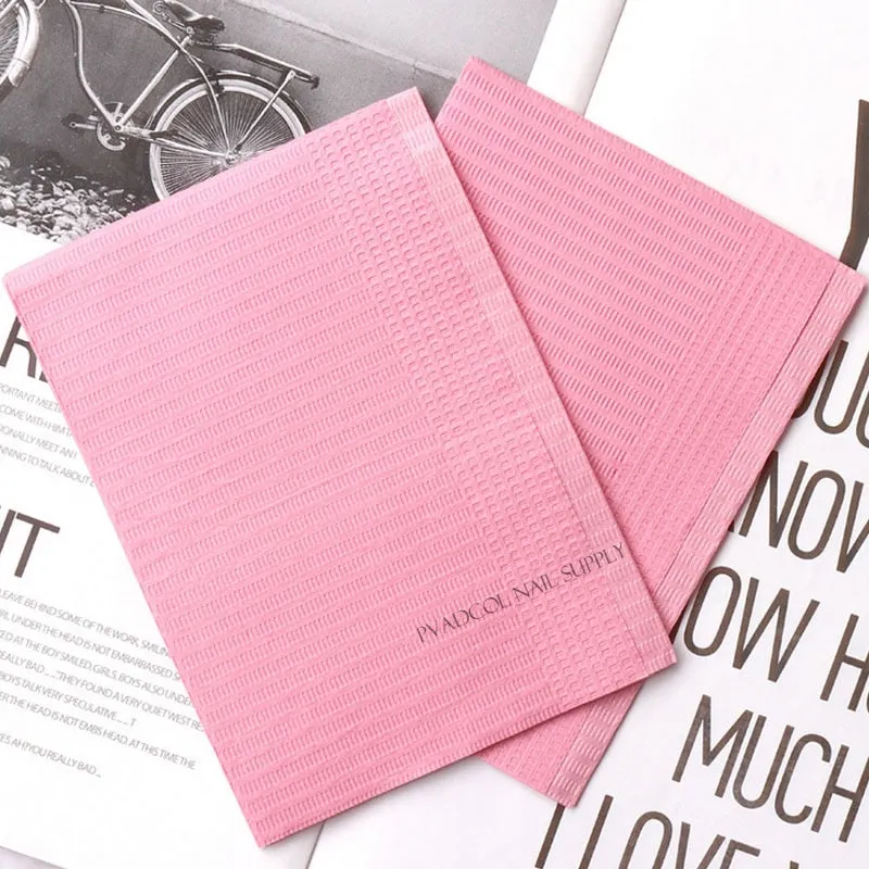 10pcs Disposable Nail Art Pink Lint Free Table Towels Mats Paper Waterproof Acrylic Nails Manicure Salon Tool-Nail Inspo