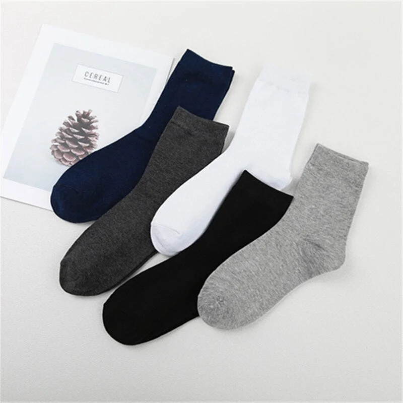 2020 Men's Cotton Socks New Styles 5 Pairs / Lot Black Business Men Socks Breathable Spring Summer for Male US Size(6.5-12)