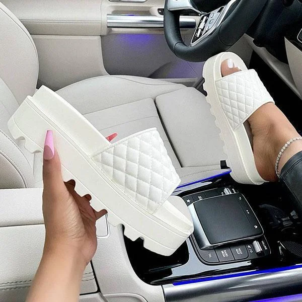 Women's Chic Quilted Stitching Detail Platform Sandals