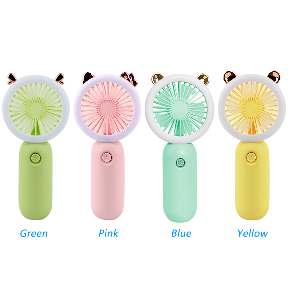 

Mini Portable Fan USB Rechargeable Night Light Cooling Handheld Fan 3-Speed, Green, 501 Original