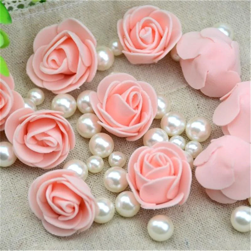 100pcs/lot Mini PE Foam Rose Flower Head Artificial Handmade DIY Wedding Home Decoration Party Supplies Fake Flowers