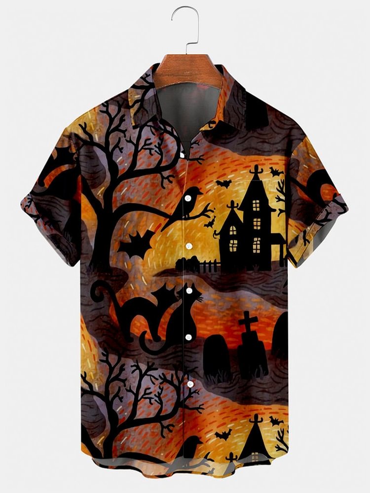 Men's Casual Halloween Print Shirt