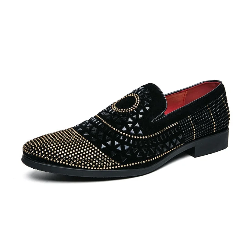 2022 Men's Rhinestones Casual Shoes Luxury Style Fashion Party Flats Men Formal Shoes Business Wedding Formal Loafers
