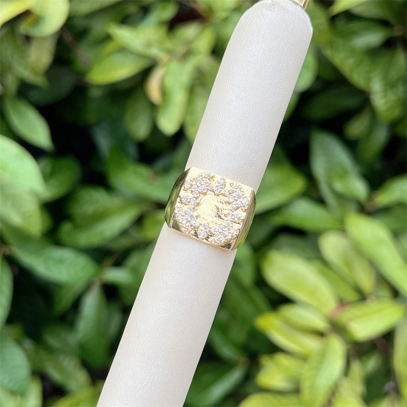Copper 18K Gold Plated Geometric Zircon Open Rings