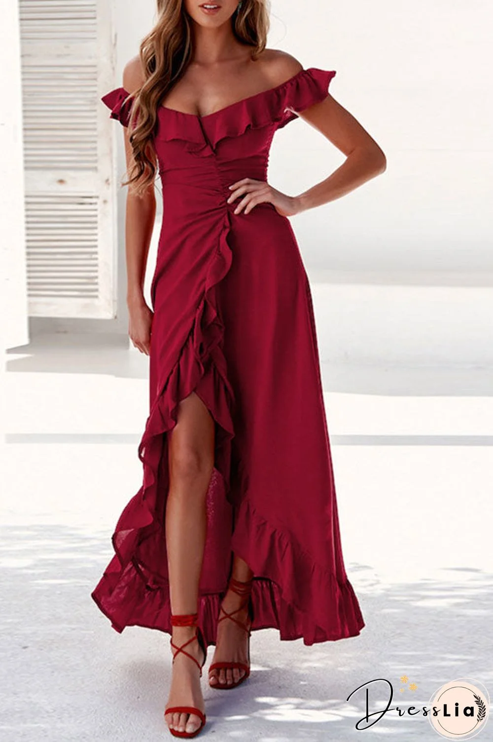 Sexy Off Shoulder Ruched Prom Dress