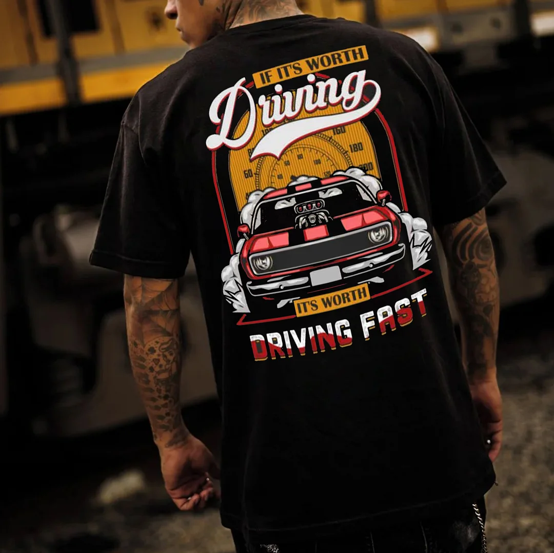 IF IT'S WORTH DRIVING Classic Car Print Men's T-shirt