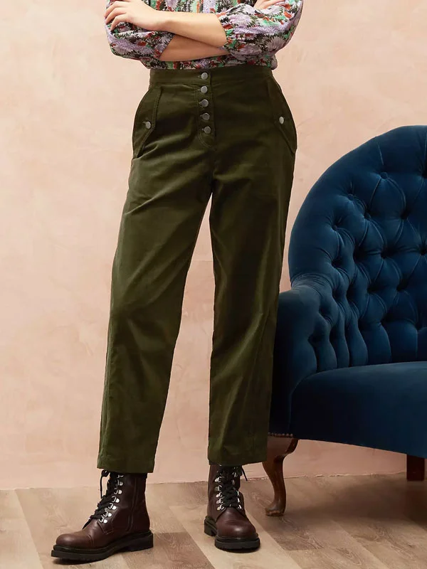 Single-breasted Comfortable Temperament Ladies Corduroy Pants