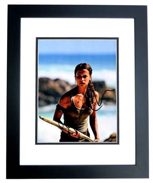 Alicia Vikander Signed Lara Croft Tomb Raider Actress 8x10 inch Photo Poster painting FRAMED