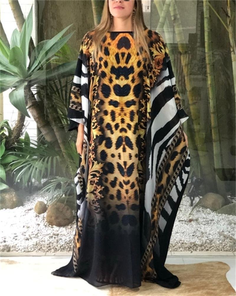 Kaftan Print Loose Maxi Dress
