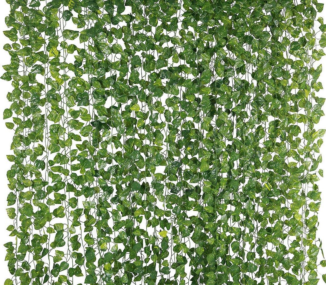 78-Ft 12 Pack Silk Artificial Ivy Vines Leaf Garland Plants Hanging Wedding Garland Fake Foliage Flowers Home Kitchen Garden Office Wedding Wall Decor