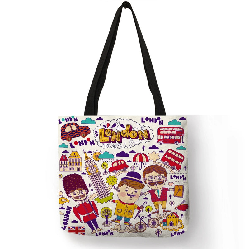 Women’s Medium Polyester Printing Basic Classic Style Square Open Shoulder Bag