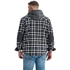 Men's Thicken Plaid Shirt Fleece-Lined Plus Size Windproof Hooded Jacket Coat