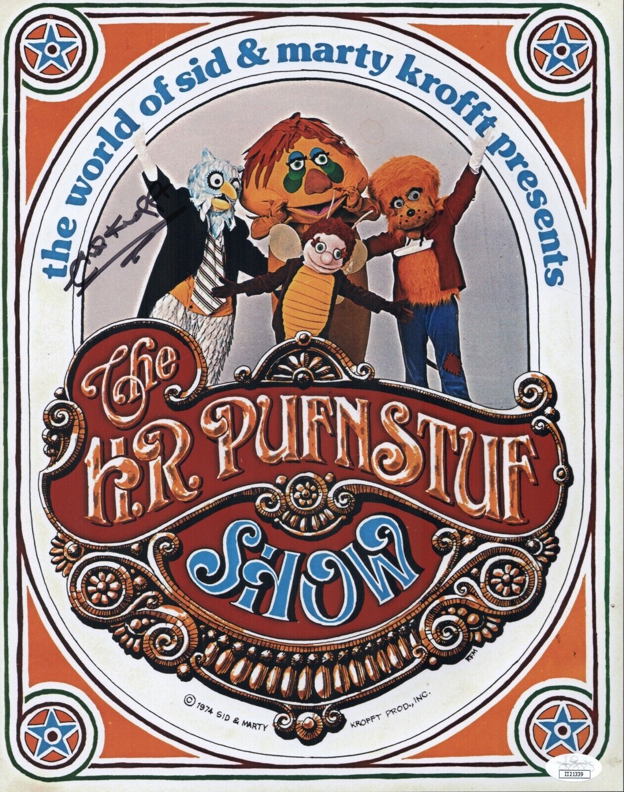 SID KROFFT Signed 11x14 H.R. PUFNSTUF Photo Poster painting In Person Autograph JSA COA Cert