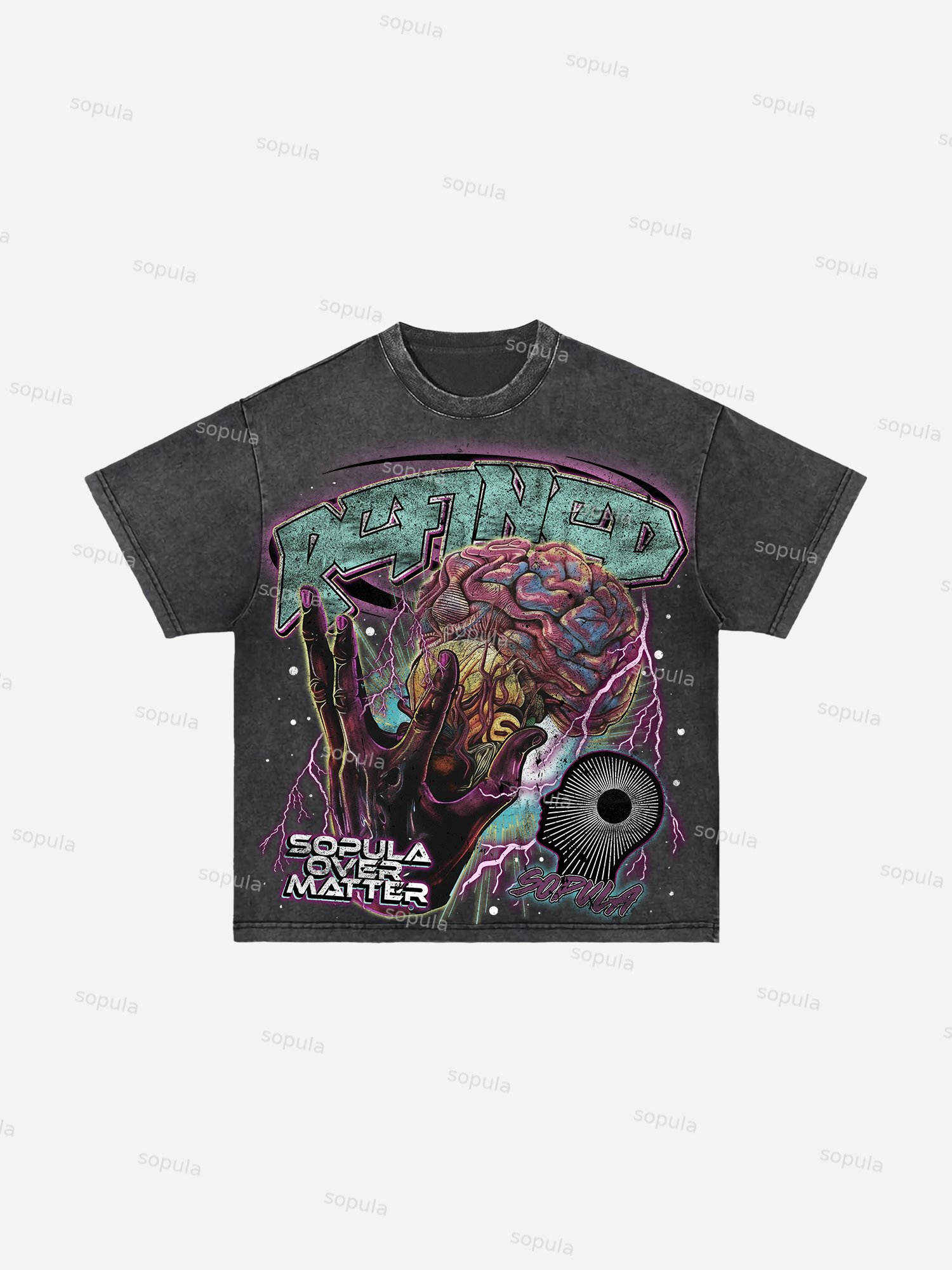 Men's Vintage Street Over Matter Graphic Acid Wash T-shirt - SOPULA