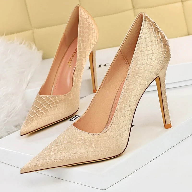BIGTREE Shoes New Snake Pattern Women Pumps Sexy High Heels Party Shoes Stiletto Heels Wedding Shoes Large Size Female Shoes