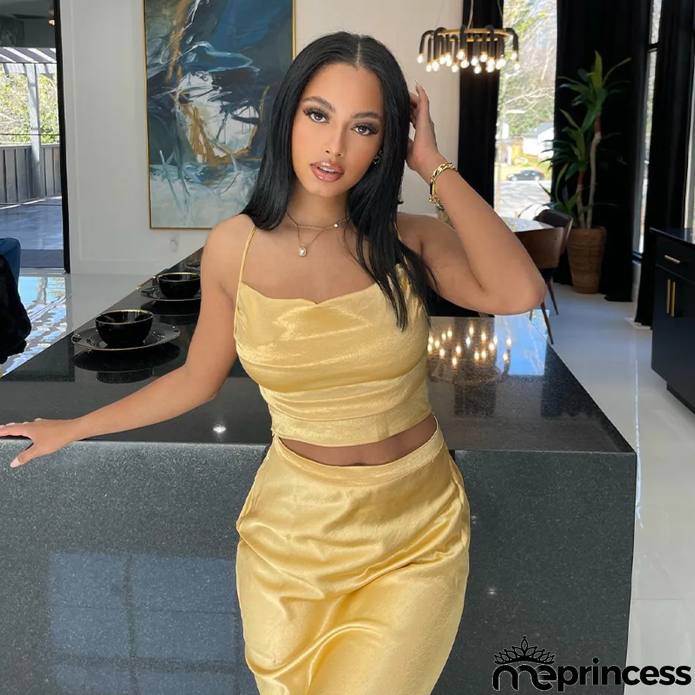 Summer Women's Low Back Tie Tank Top Fashion Casual Skirt Suit Women