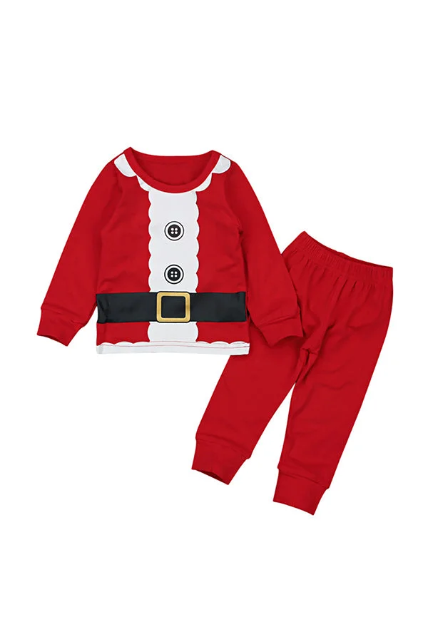 Cute Long Sleeve Kids Infant Boys Christmas Santa Claus Pajamas Suit Red-elleschic