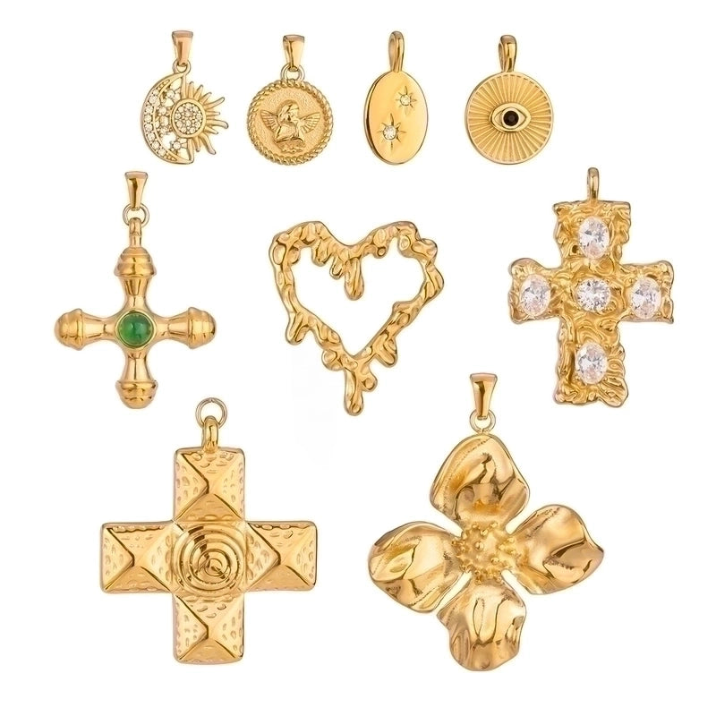 1 Piece 304 Stainless Steel Cross Heart Shape Jewelry Accessories Pendant