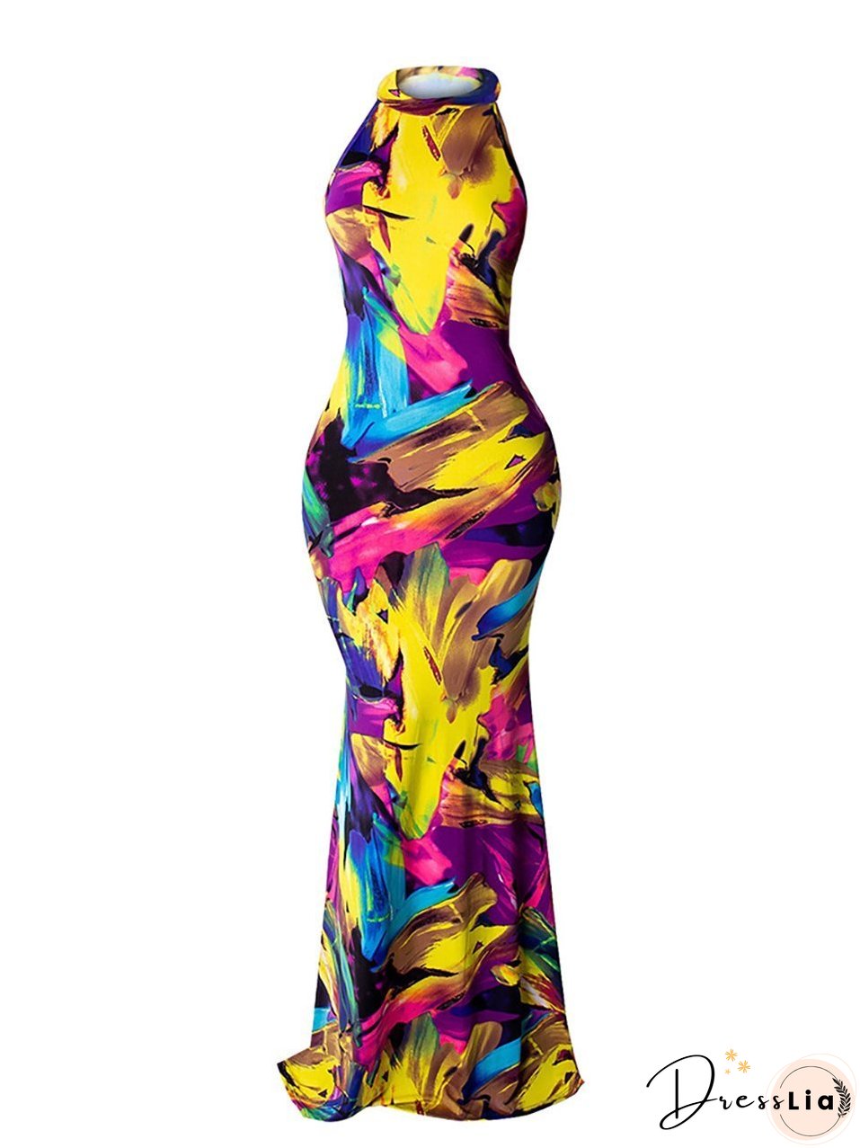 Slim Print Beach Evening Maxi Dress for Women