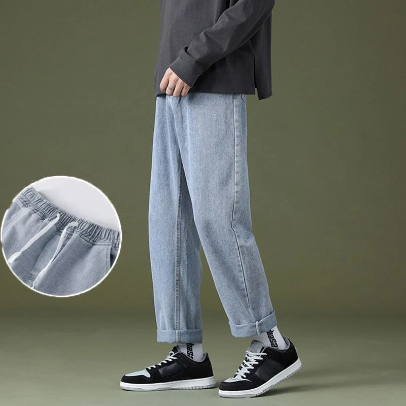 Tomroads Male Cowboy Pants with Pockets Trousers Cropped Straight Jeans for Men Stylish High Quality Baggy New in Aesthetic Cheap Loose